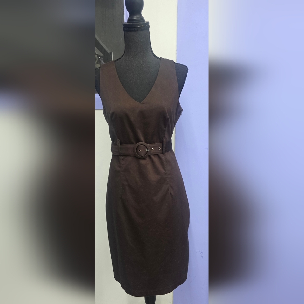 Worthington Chocolate Brown Belted Mini Dress